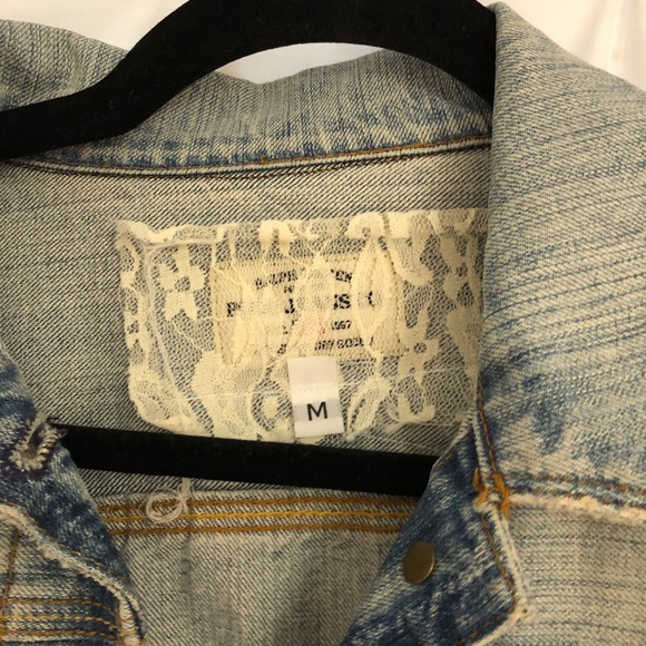 Ralph Lauren Boho jean Jacket with Hand Crochet Lace Doilies on back - Picture 3 of 5